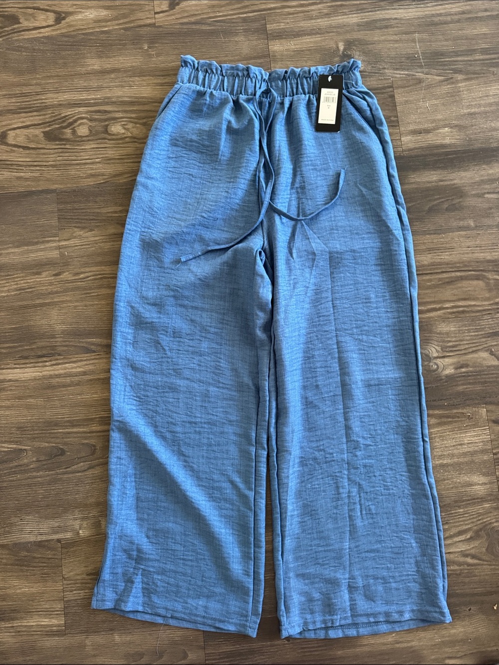 Jean Blue Wide-Leg Drawstring Pants - Size M